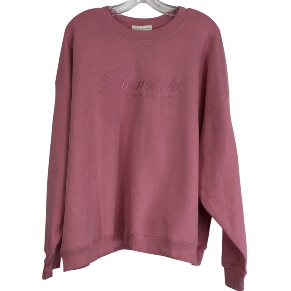 State Of Mine Sweatshirt Womens Size XXL Minnesota Pink Embroidered Long Sleeve‎